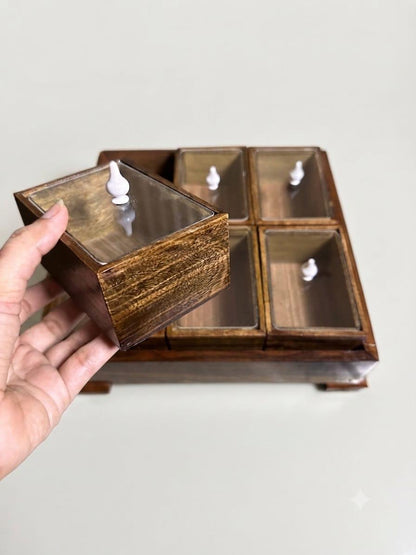 Spice Box with 6 Compartments | Masala Box with Transparent Lids | Kitchen Storage Organizer