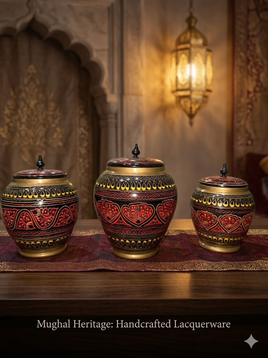 Handcrafted Wooden Storage Jars with Lid – Candy Jars - Decorative Canisters (Set of 3)