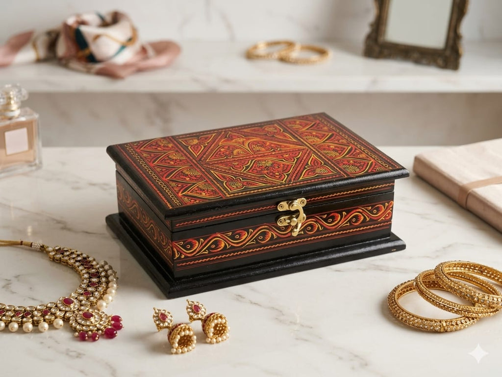 Wooden Jewellery Box – Jewellery organiser | Handmade Organiser | Decorative jewellery Box for Women