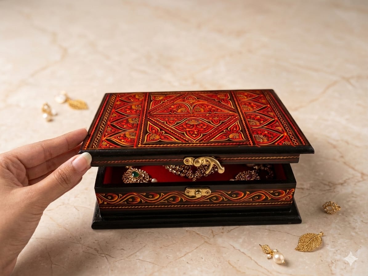 Wooden Jewellery Box – Jewellery organiser | Handmade Organiser | Decorative jewellery Box for Women
