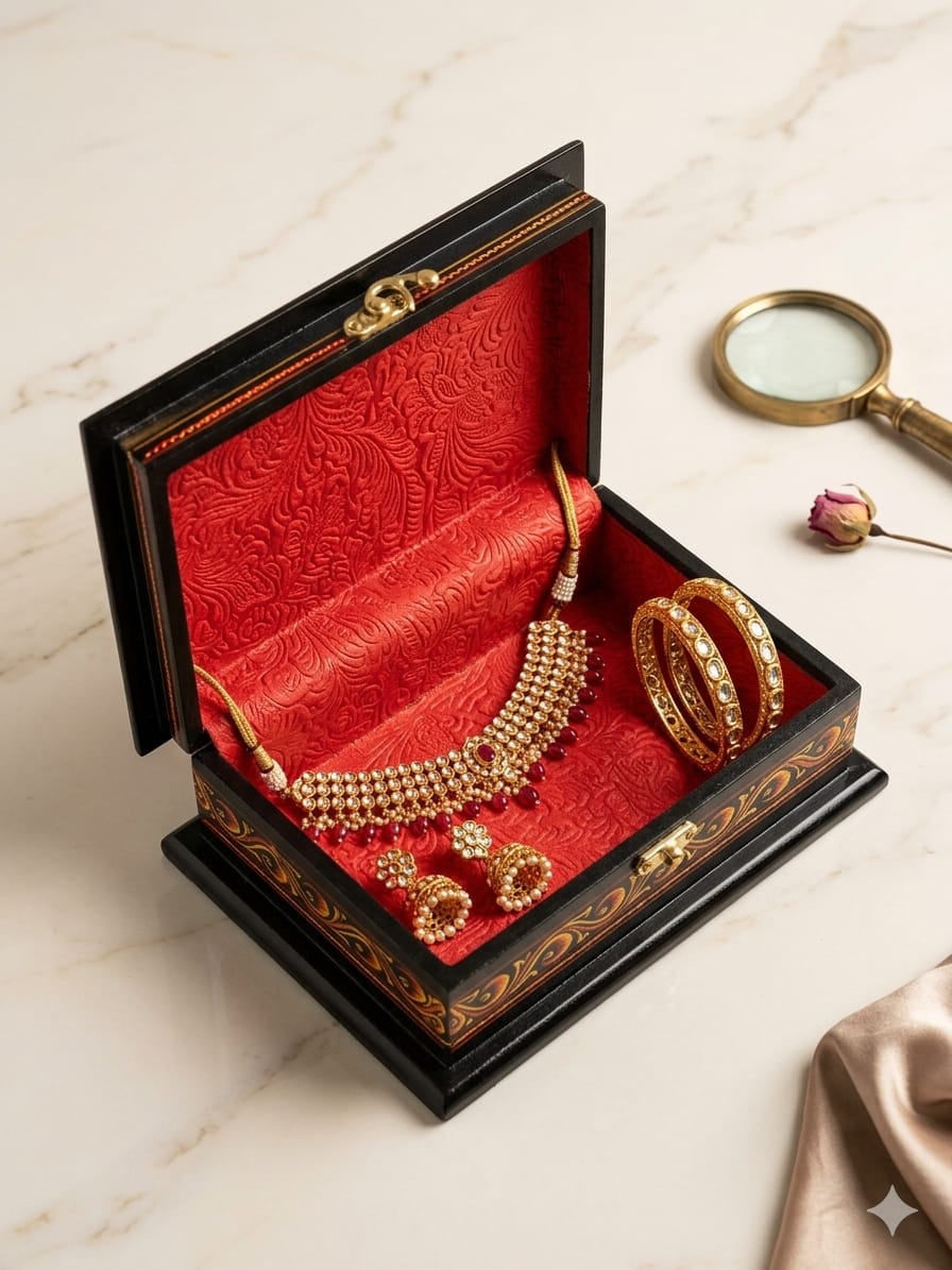 Wooden Jewellery Box – Jewellery organiser | Handmade Organiser | Decorative jewellery Box for Women