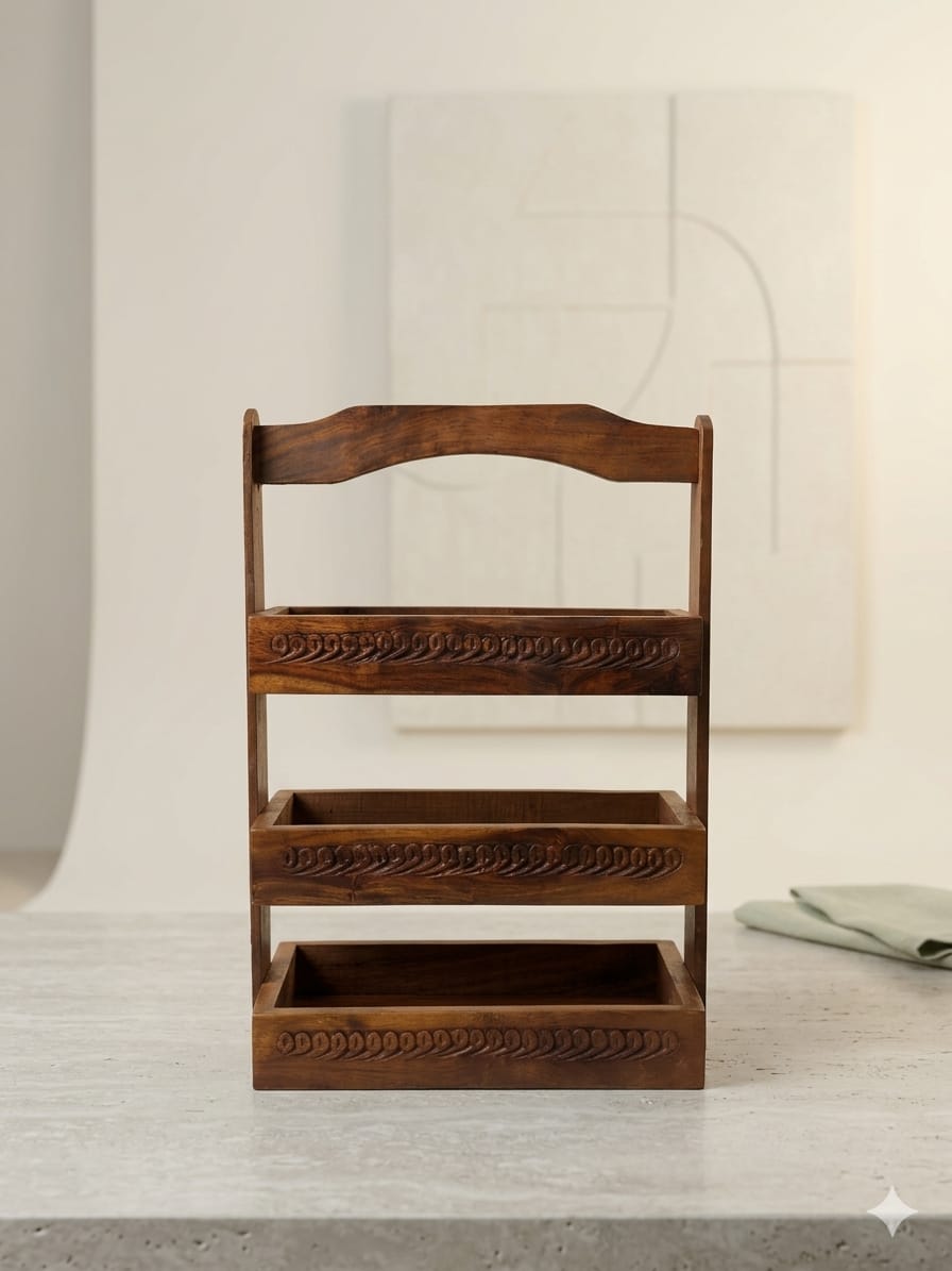 Wooden Cutlery Organizer | Rustic Kitchen Countertop Storage Rack