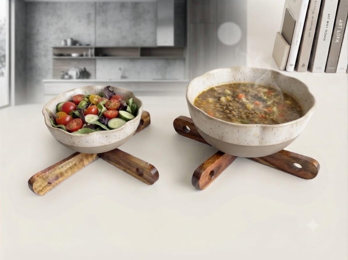 Solid Wood Trivet | Wooden Pot Stand | Heat Resistant Hot Pot Holder for Dining Table & Kitchen