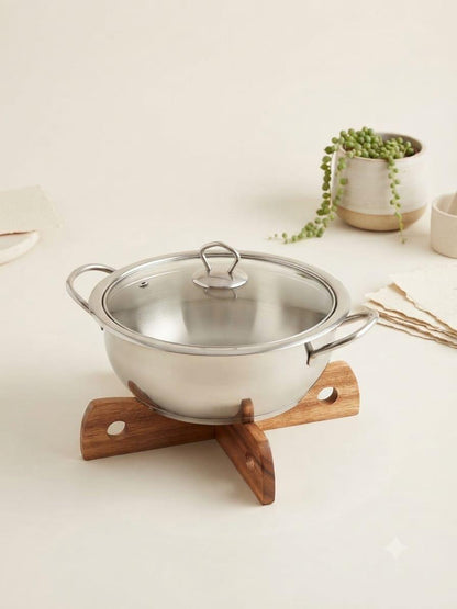Solid Wood Trivet | Wooden Pot Stand | Heat Resistant Hot Pot Holder for Dining Table & Kitchen