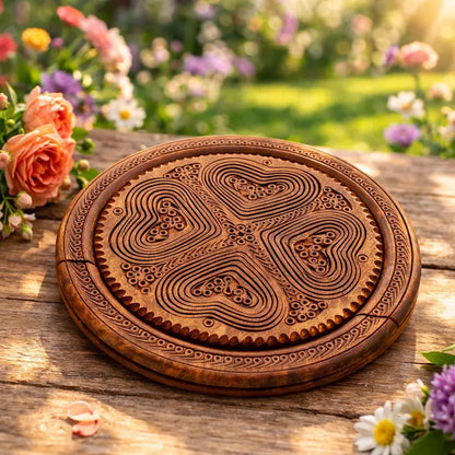 Handcrafted Wooden Serving Tray – Rotating Dry Fruit & Snack Organiser | Multipurpose Wooden Platter | Luxury Table Décor
